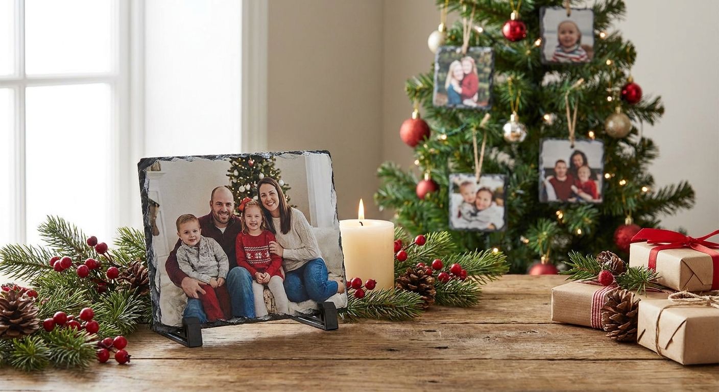 Slate photo keepsakes for Christmas gifts
