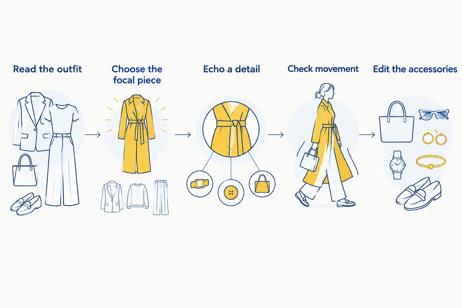Steps for matching jewellery, from reading the outfit to editing the accessories