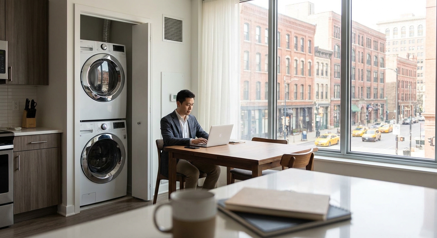 In unit washer dryer apartments for busy professionals in Chicago