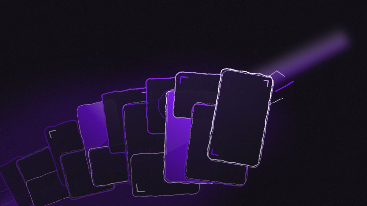 Violet creative cards arranged for a Meta and TikTok ad testing comparison