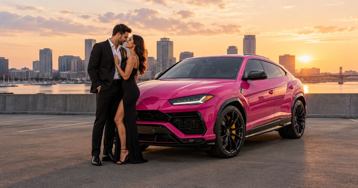 Exotic car rental in Maryland for engagement photos
