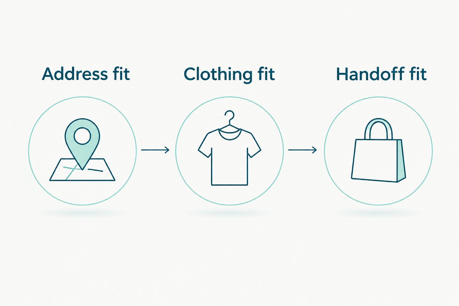 Three checks for choosing laundry service: address fit, clothing fit, and handoff fit.