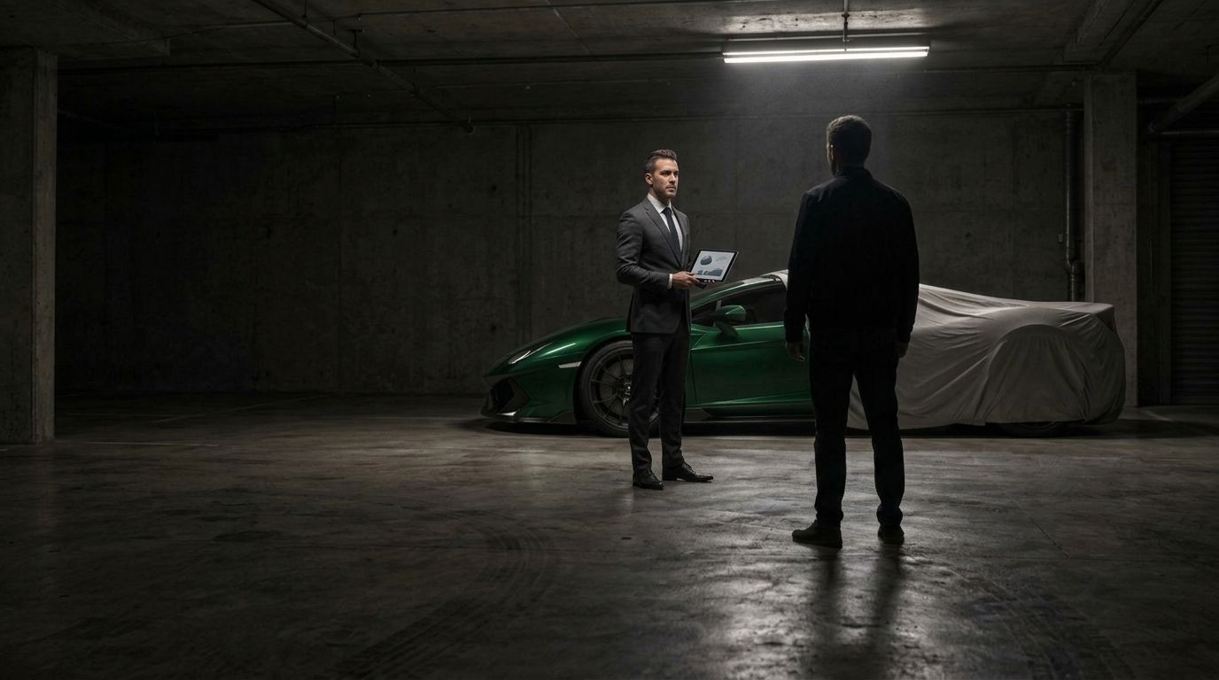 Who does an exotic car broker represent in a private deal?