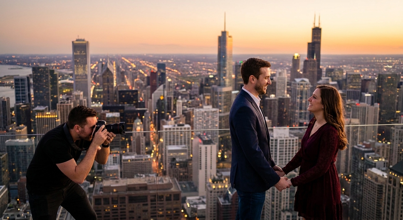 Engagement photography for city skyline sessions