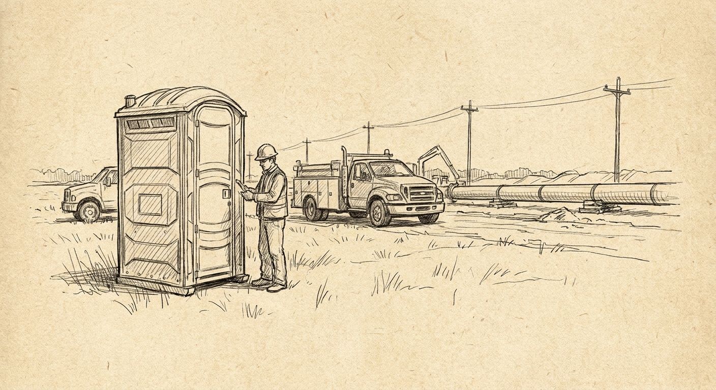 Portable toilet rental for utility and pipeline crews
