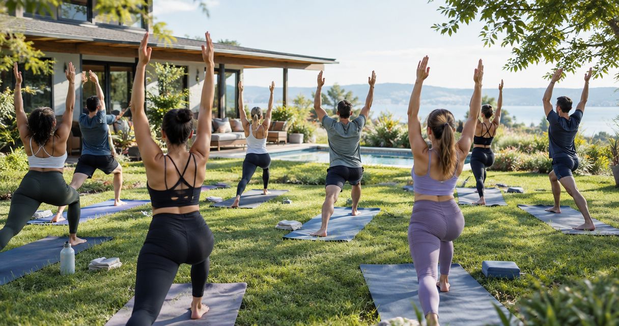 Can you fit a yoga class for a large group in a vacation rental backyard?
