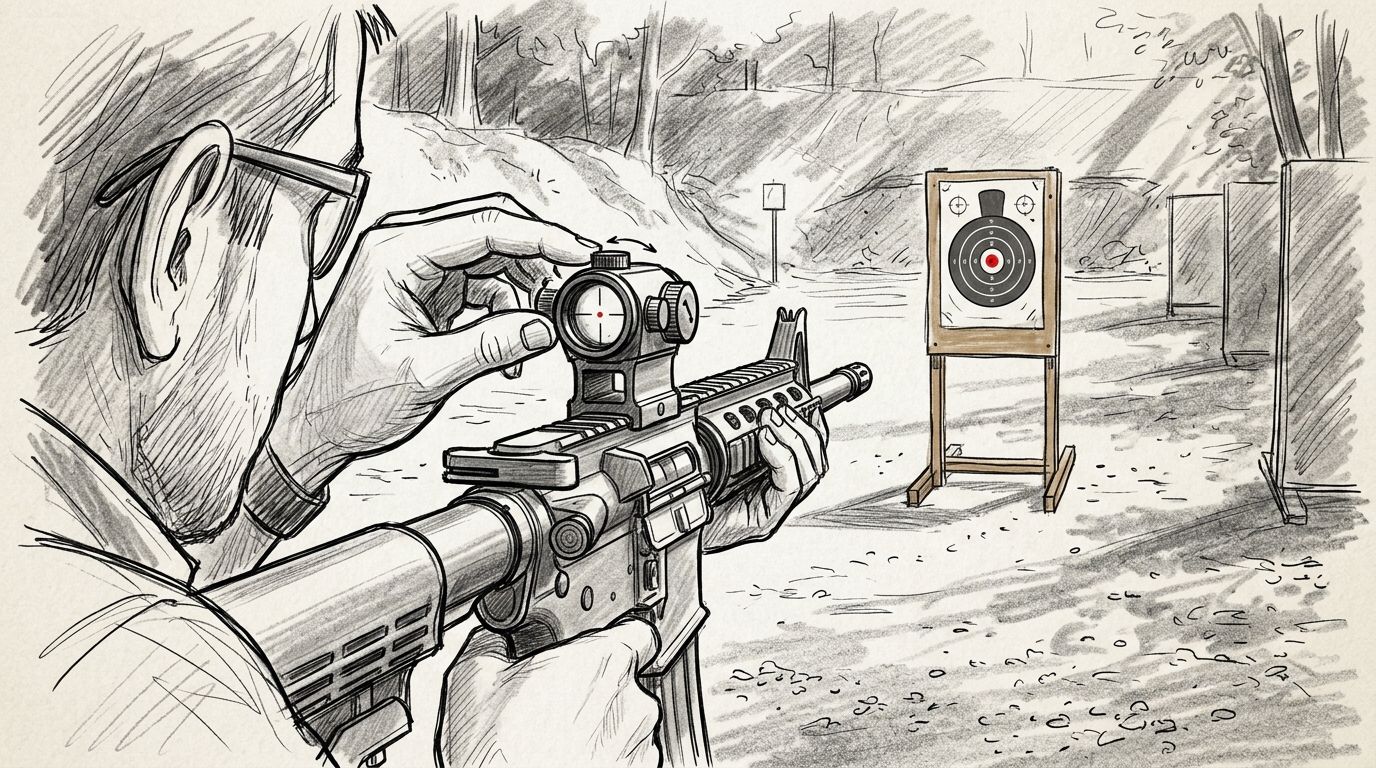 How do you sight in a red dot at 25 yards?
