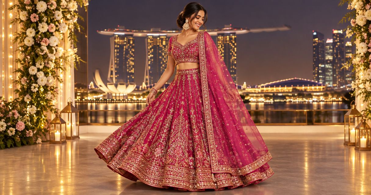 Lehengas for dancing at a sangeet in Singapore