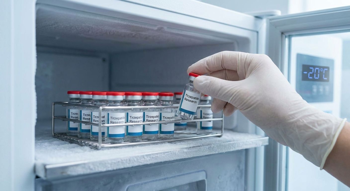 Freezer storage for tirzepatide research vials