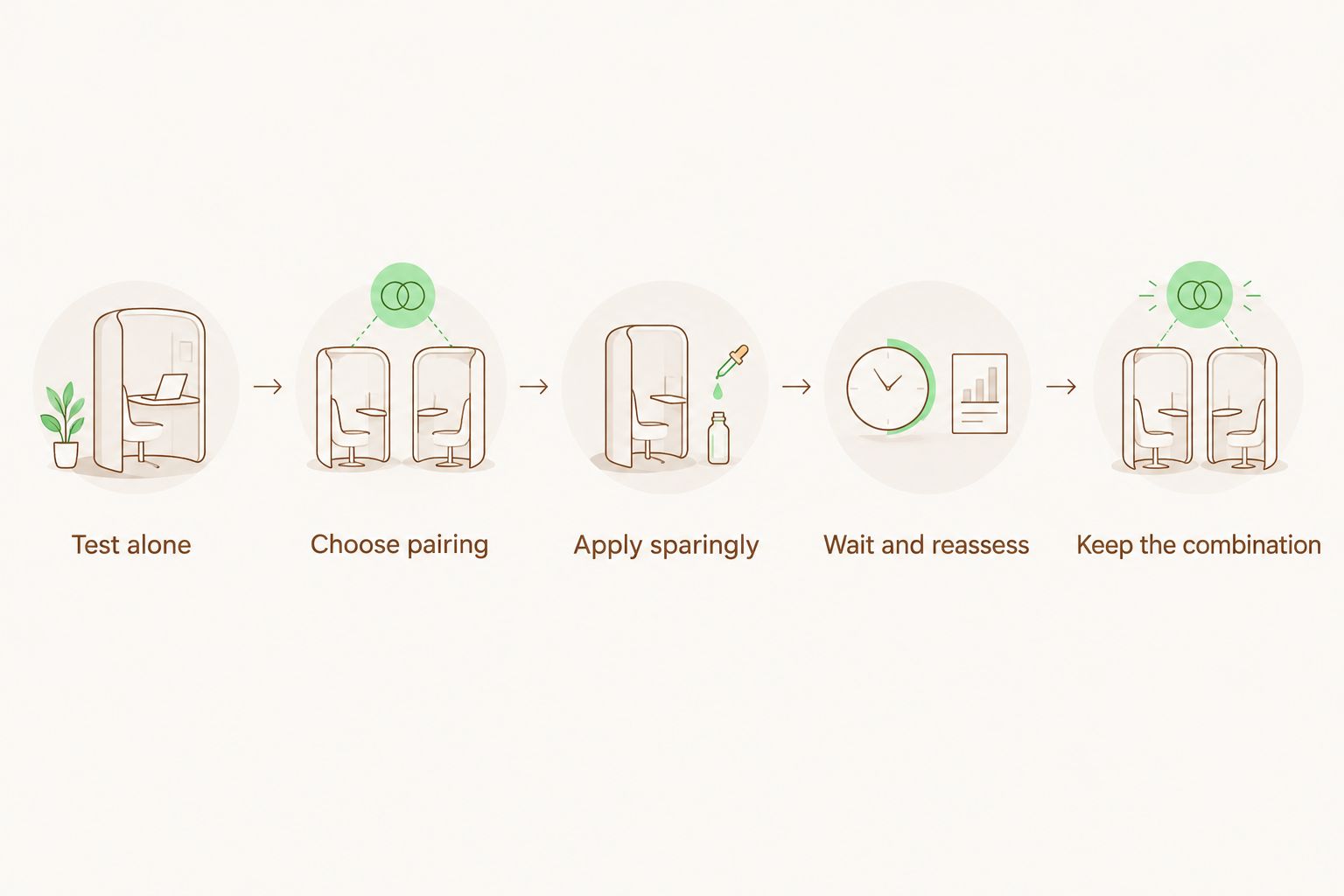 Steps for testing a perfume oil layering combination