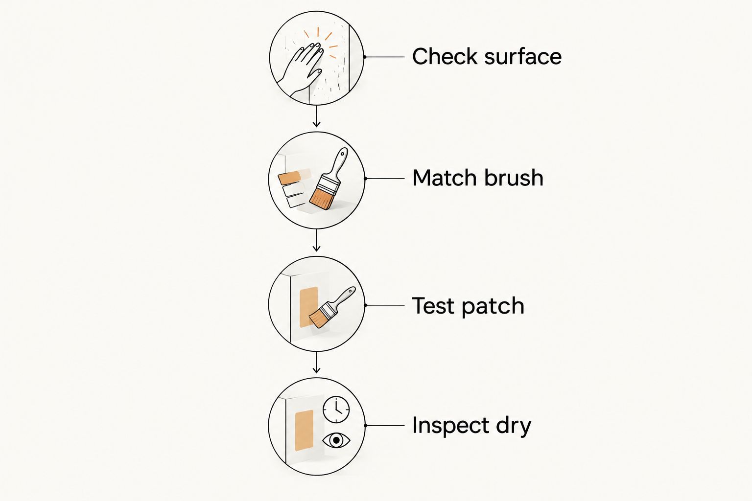 Four checks for grout cleaning: surface, brush, test patch, and dry inspection