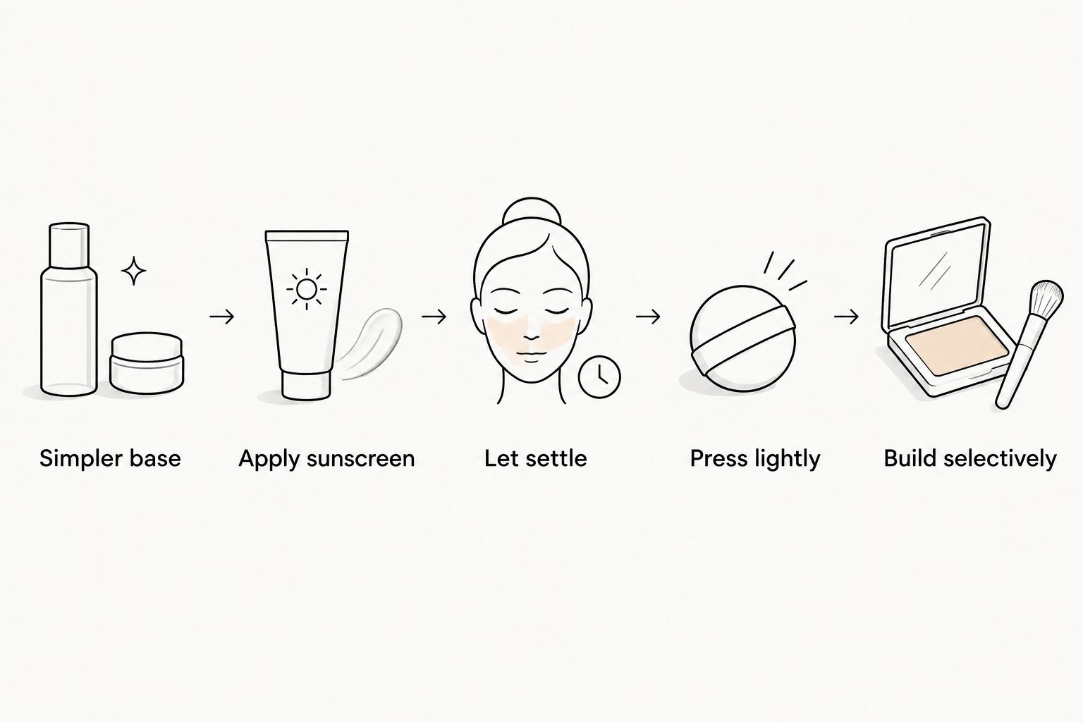 Five steps for applying cushion foundation over sunscreen without unnecessary rubbing