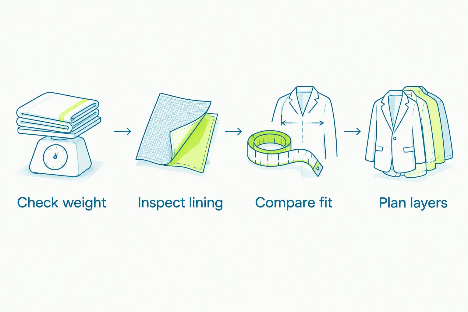 Four-step hoodie comparison covering fabric weight, lining, fit, and layering
