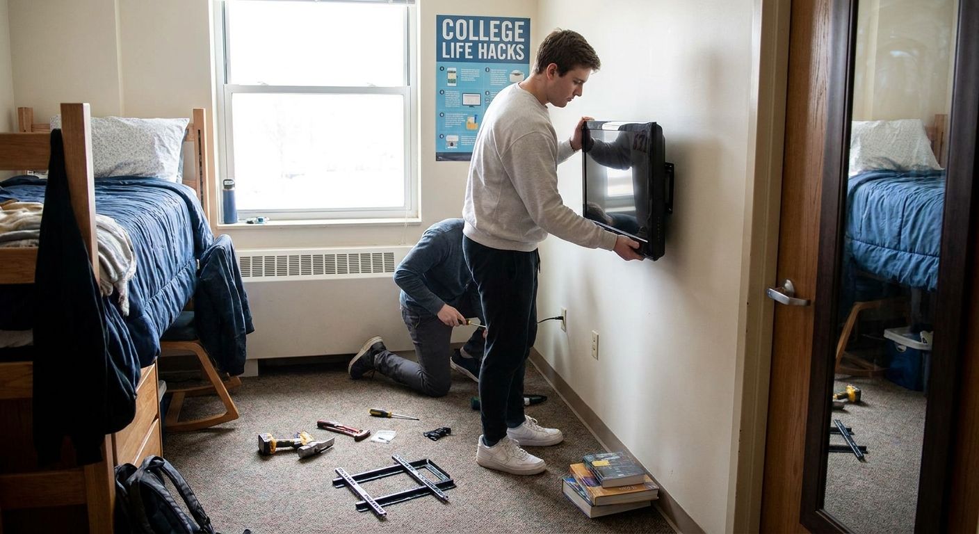 TV mounting for dorm rooms and college housing