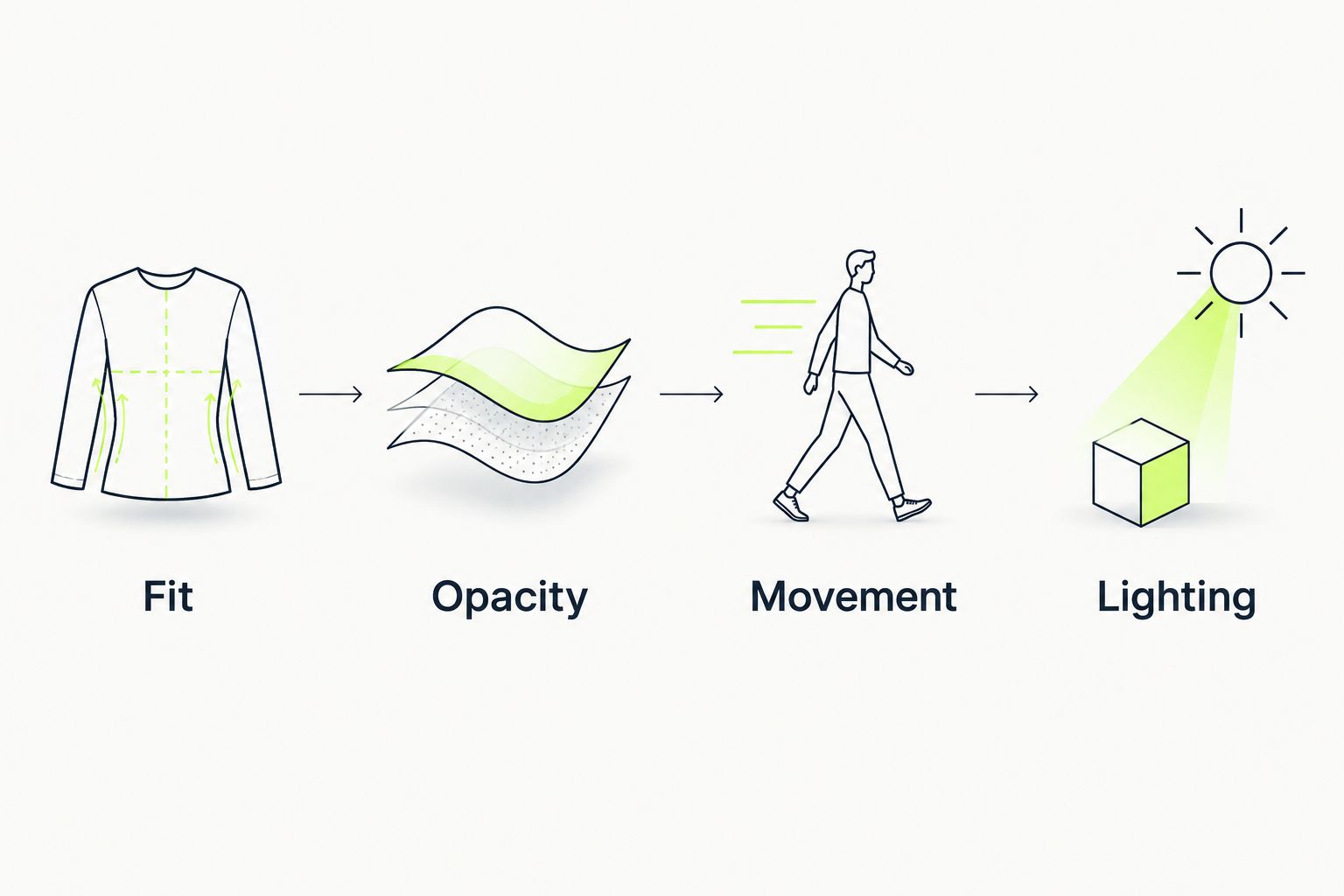 Four checks for scrunch leggings: fit, opacity, movement, and lighting.