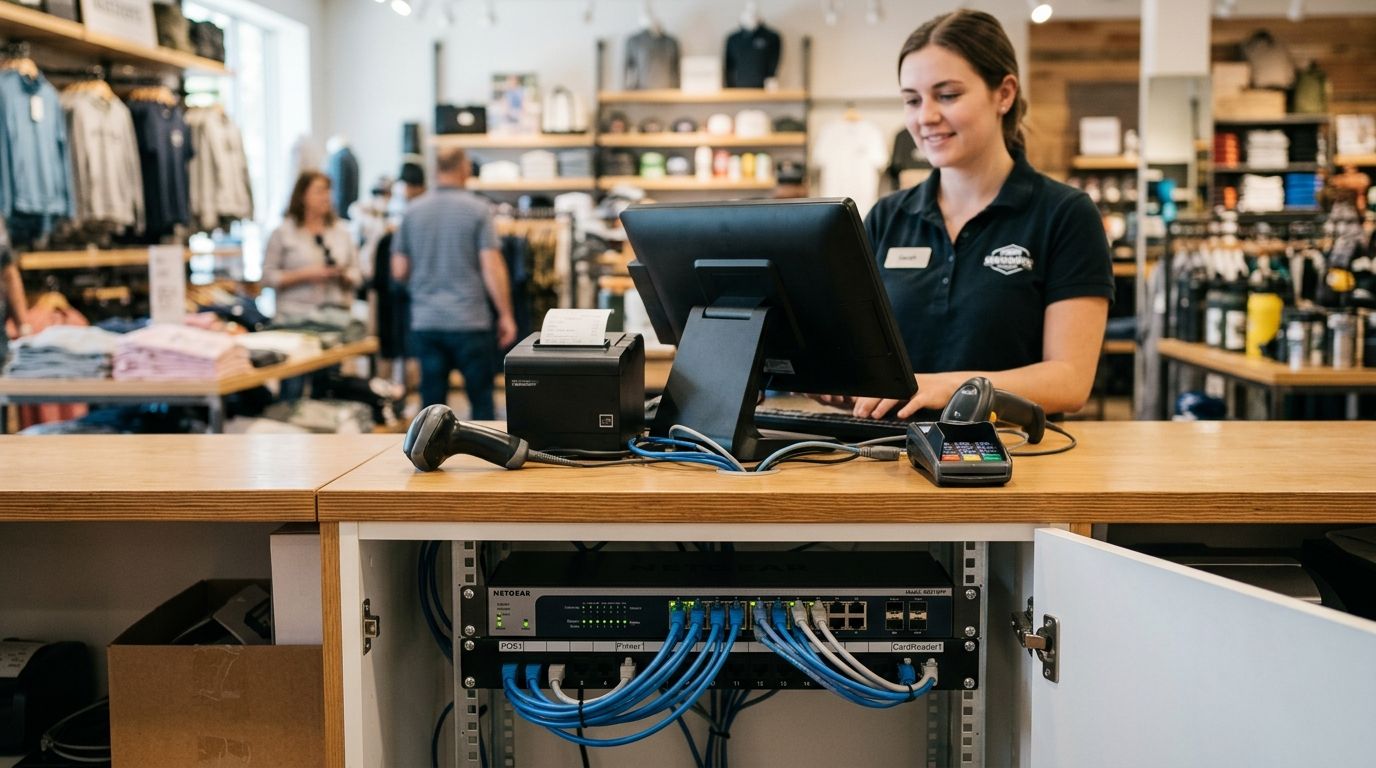 Network switches for retail POS counter installations