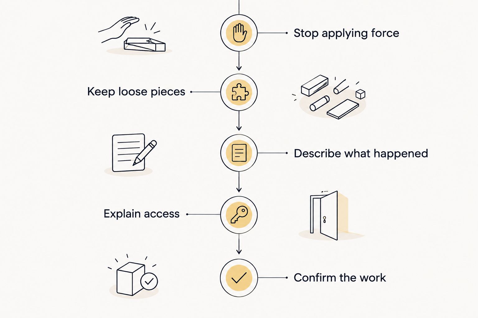 Steps to take before a locksmith assesses a broken key in a car door lock