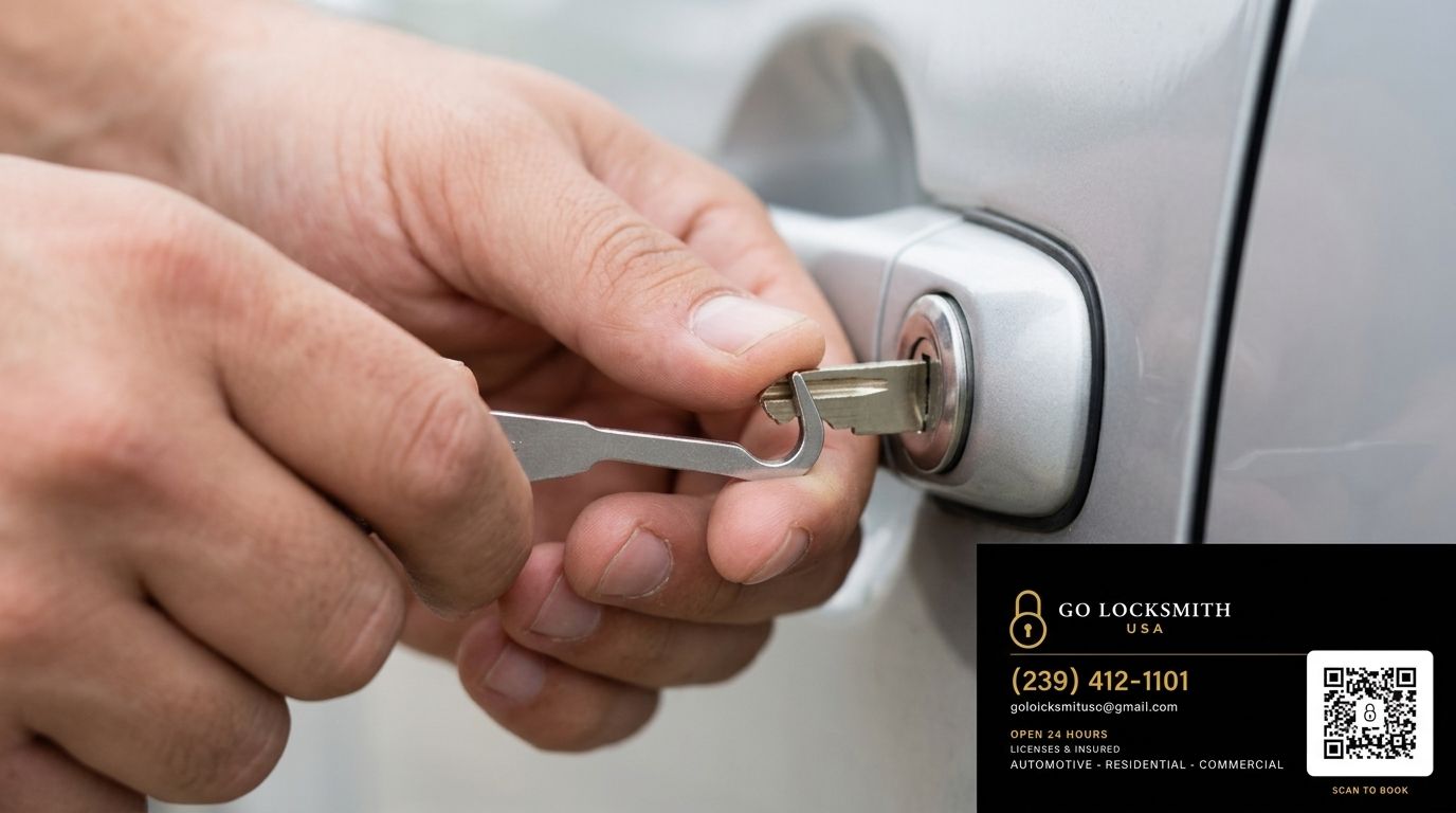 Can a locksmith extract a broken key from a car door lock?
