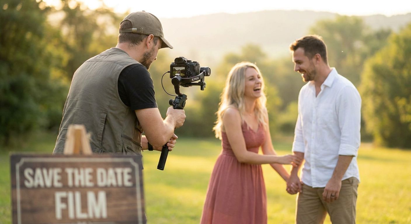 Engagement videography for save-the-date films