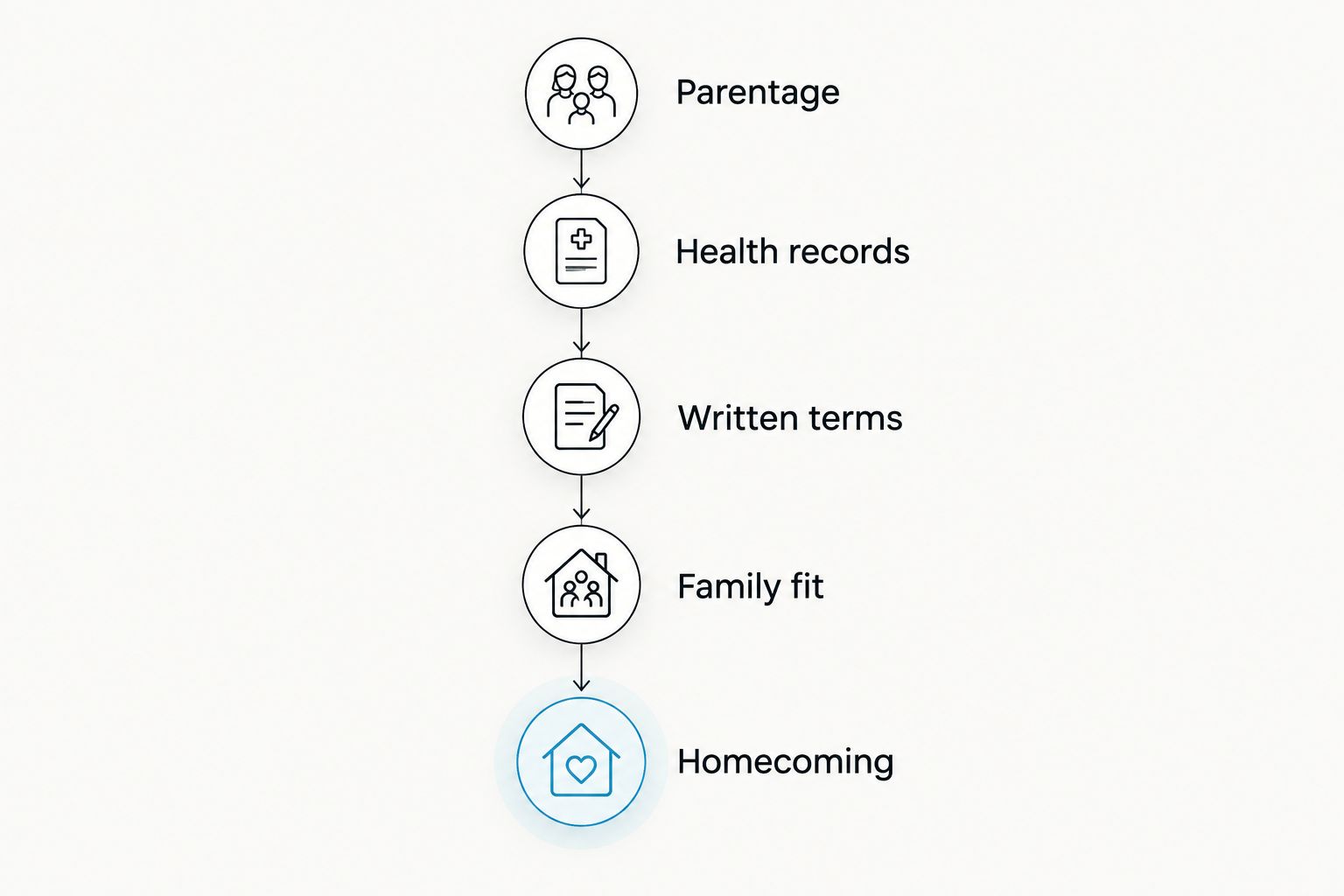 Five checkpoints from confirming parentage to preparing for homecoming