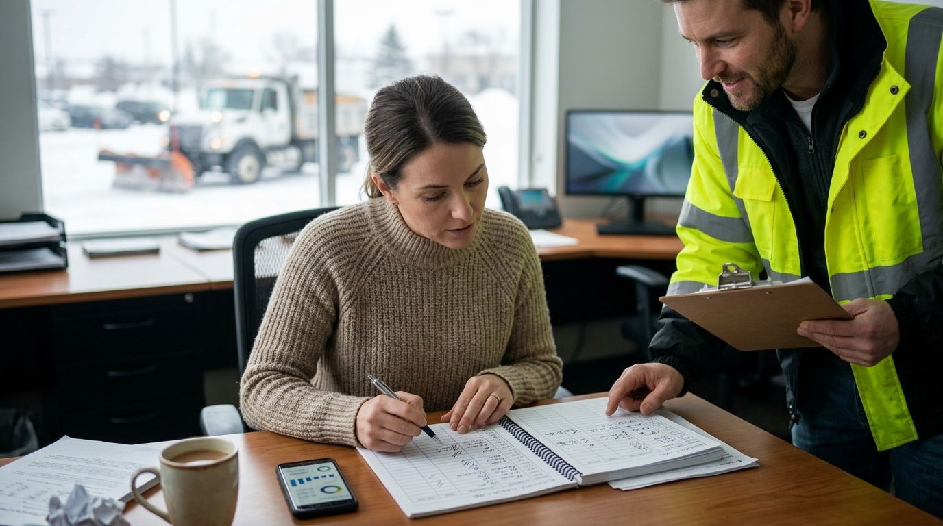 How to read a commercial snow removal service log?
