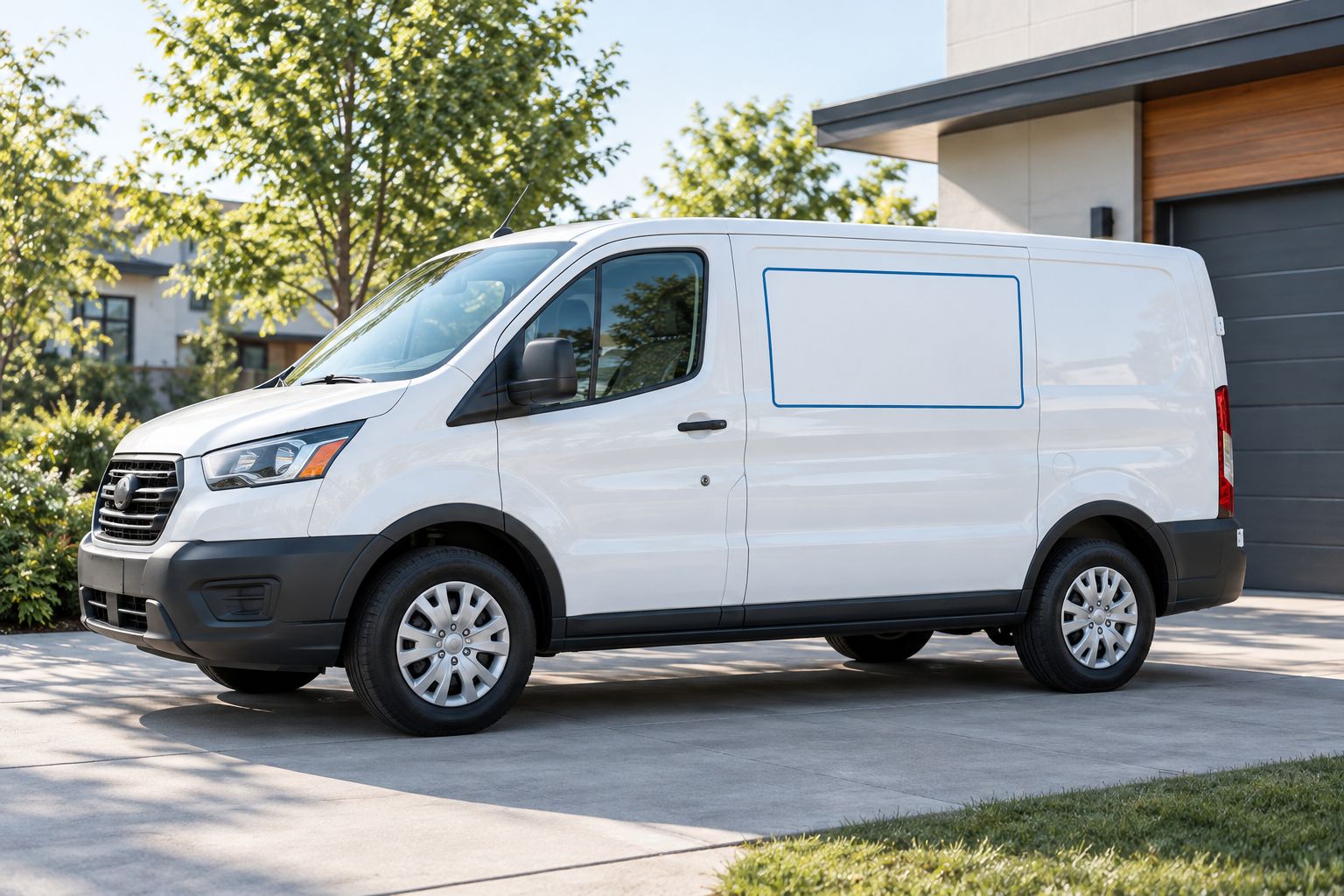 Work van cargo door with space marked for a custom business decal
