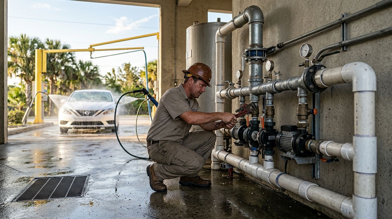 Commercial plumbing for car washes on the Treasure Coast