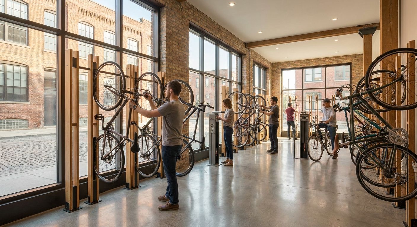 Bike storage apartments for cyclists in Fulton Market