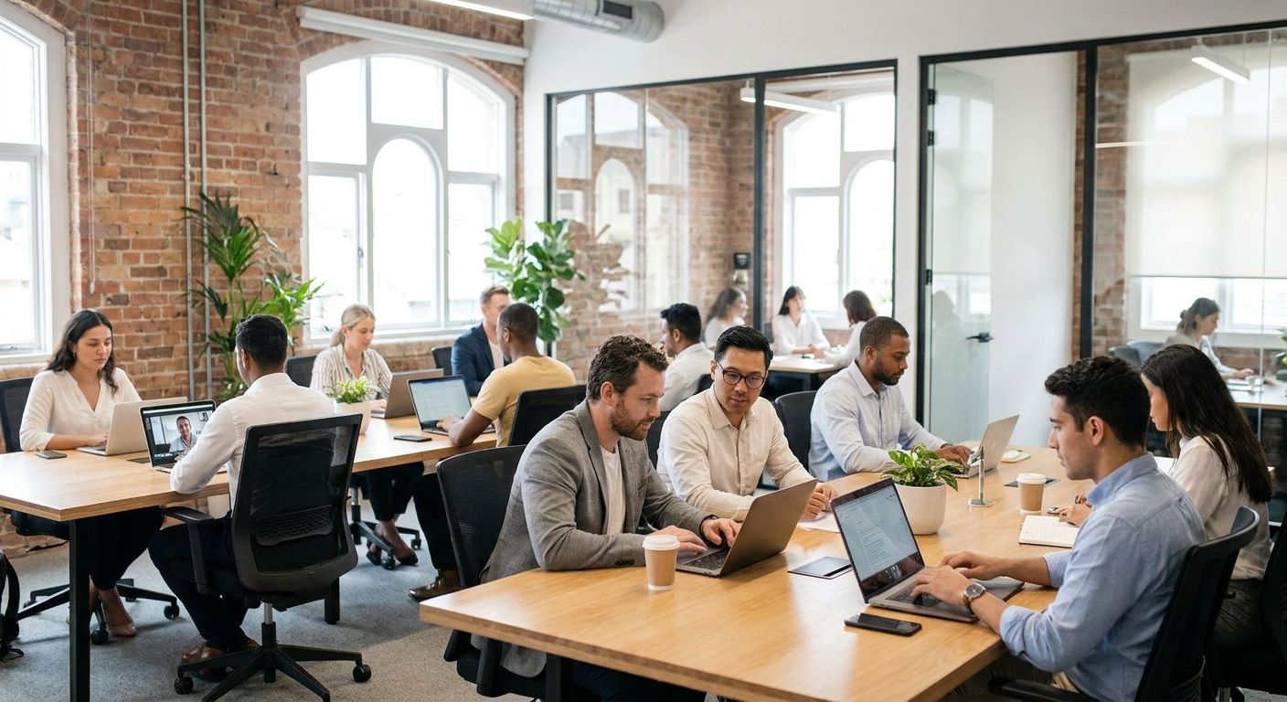 Coworking space for hybrid teams working part-time from home