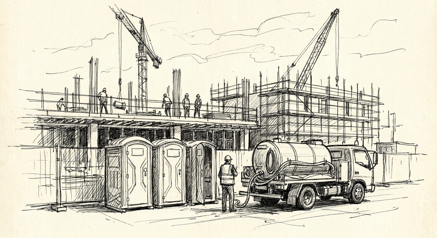 Monthly portable toilet service for long-term job sites