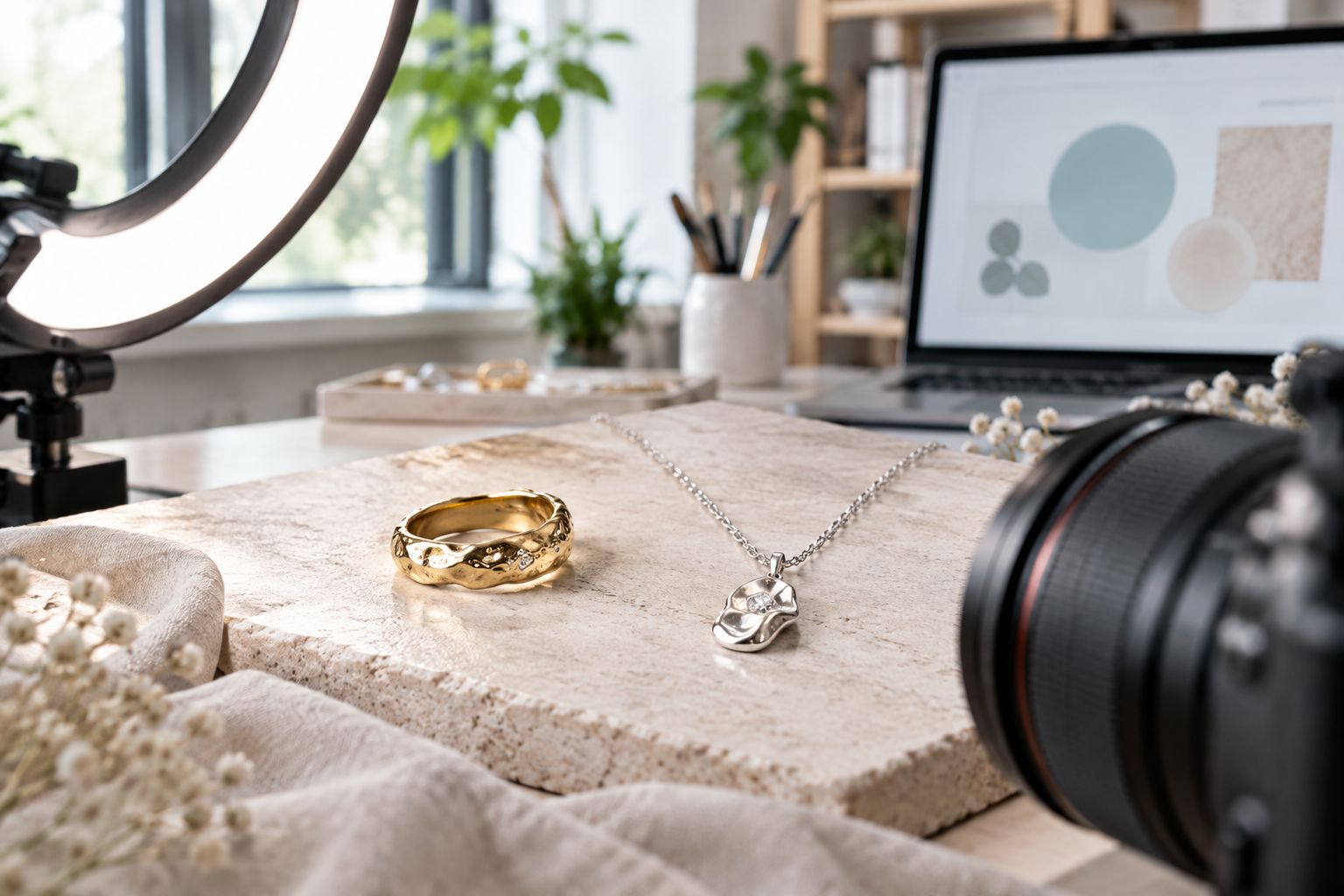 Smykker fotograferet i studieopsætning til brug på webshop