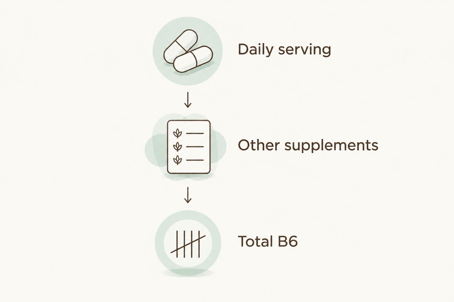Three steps for checking B6 intake across daily servings and other supplements