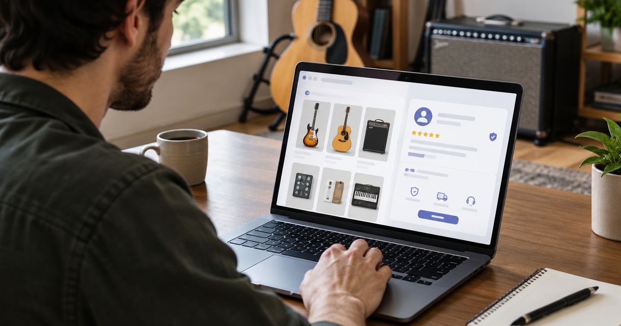 How do I verify a seller on a music gear marketplace?