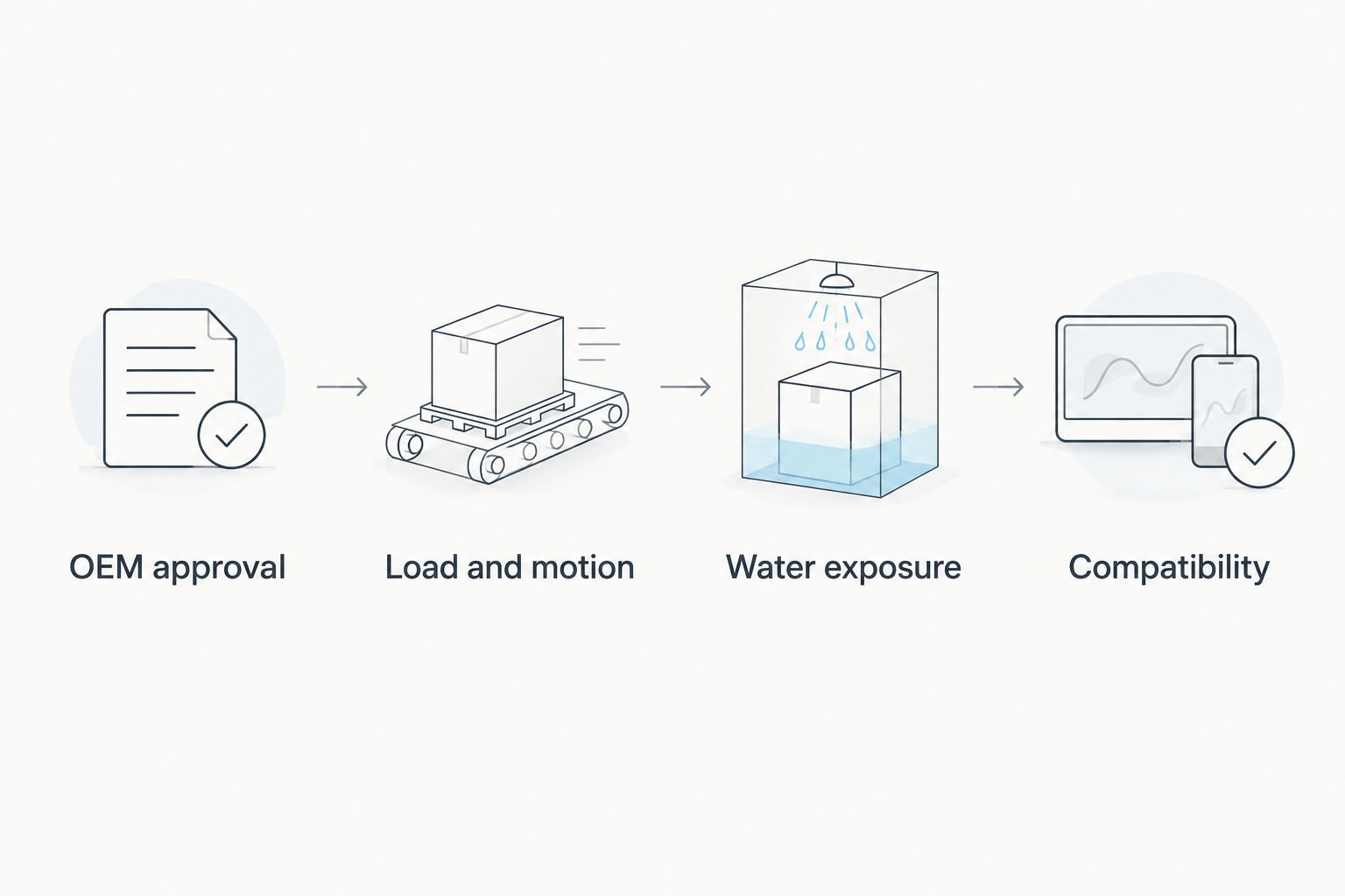 Grease selection steps: OEM approval, load and motion, water exposure, compatibility