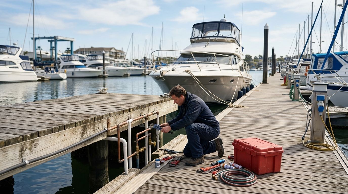 Plumbing services for marinas and boat yards