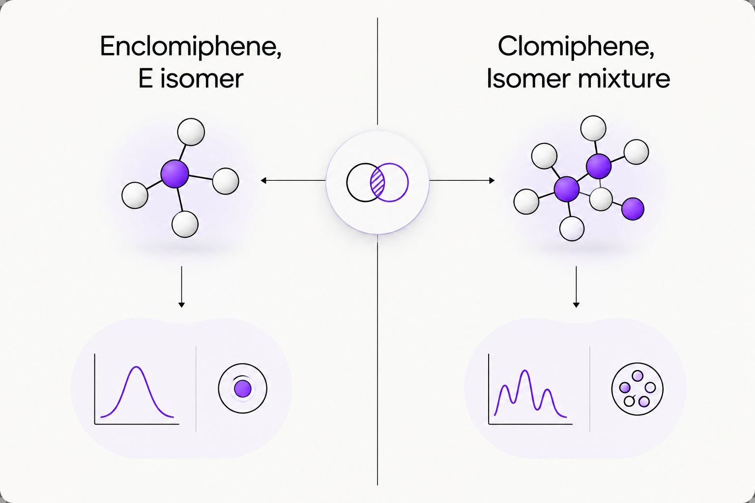 Comparison of enclomiphene as the E isomer and clomiphene as an isomer mixture