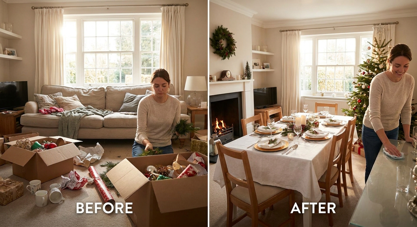 House cleaning before and after holiday hosting