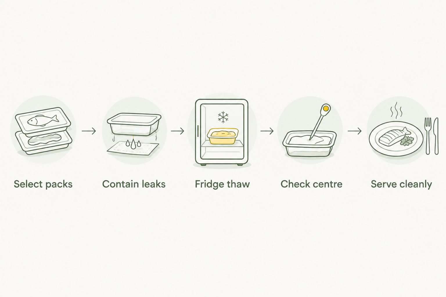 Five steps from selecting frozen packs to serving thawed raw dog food cleanly