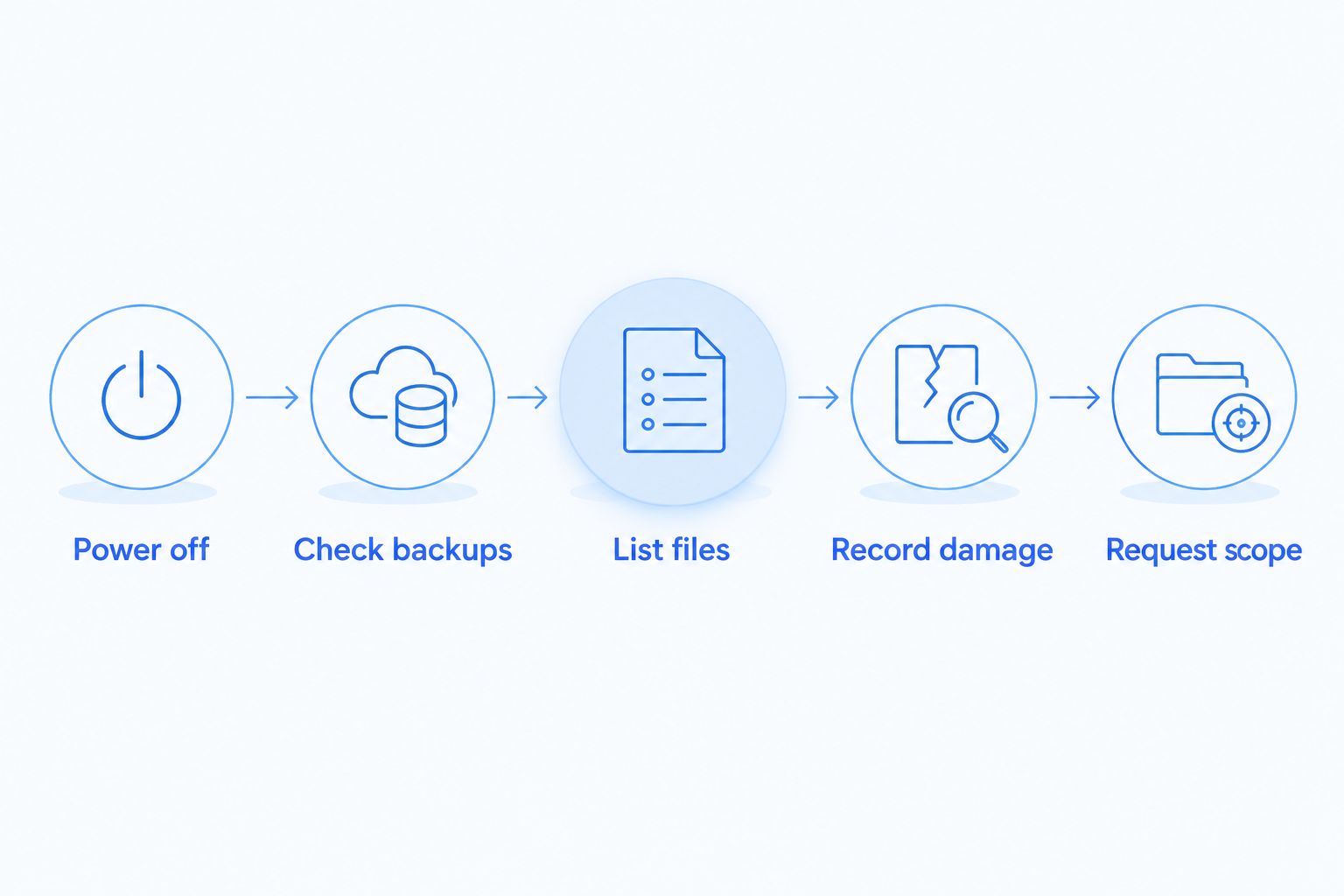 Steps for preparing a water-damaged laptop for a file recovery assessment