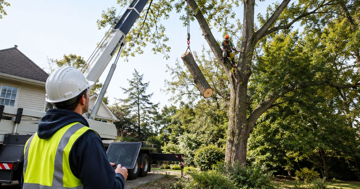 When does large tree removal need a crane assessment?