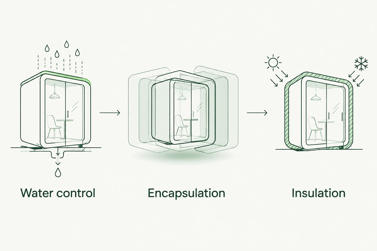 Sequence showing water control before encapsulation and insulation
