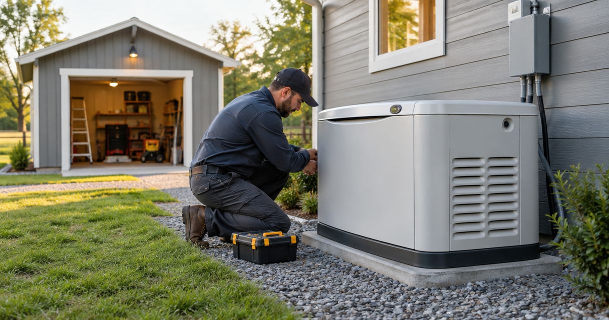 Whole house generator installation for detached garages and sheds