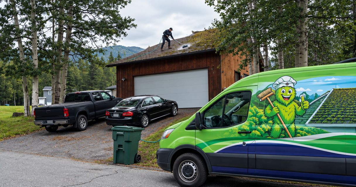 Can roof moss removal be done without a ladder or roof access?