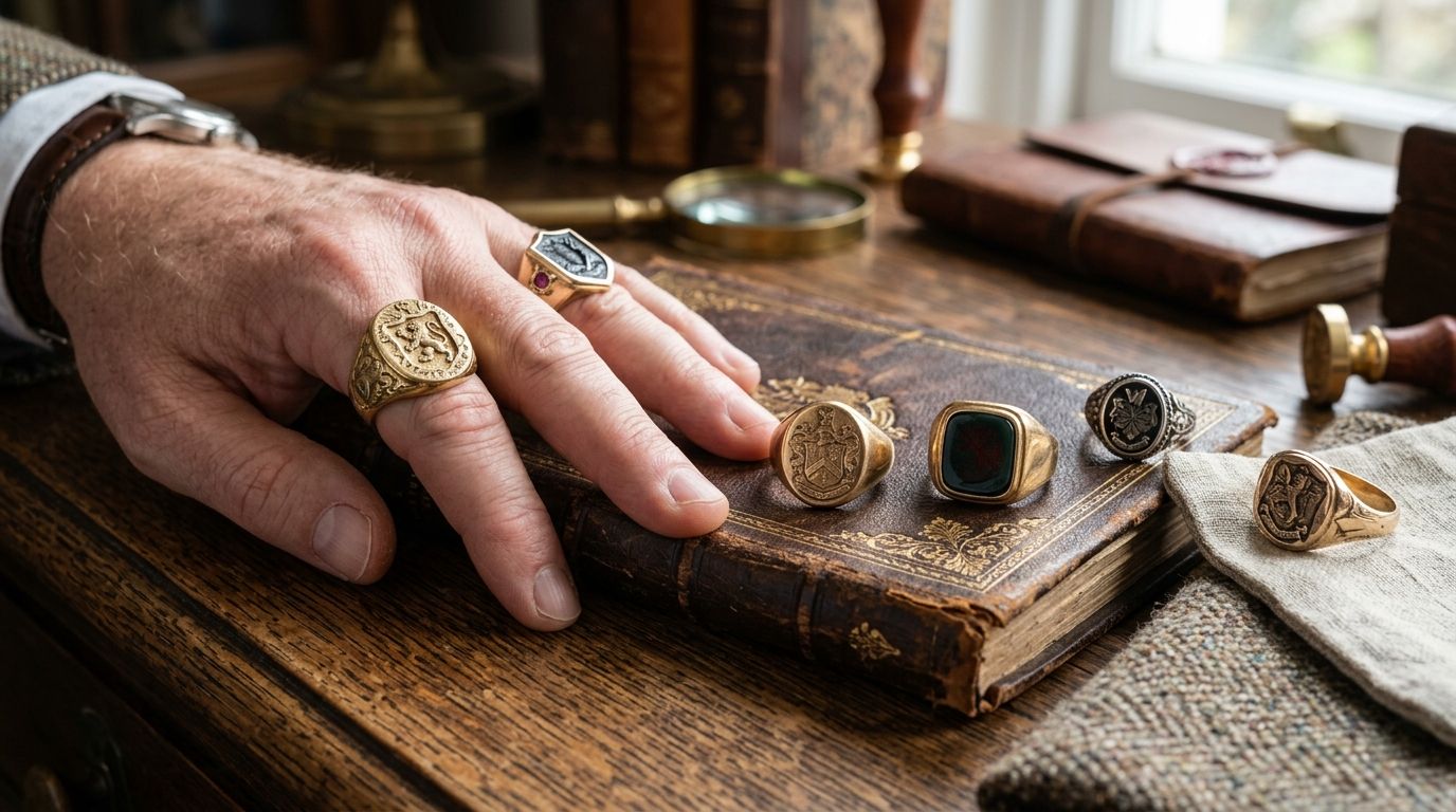 Signet rings for men's jewelry collectors