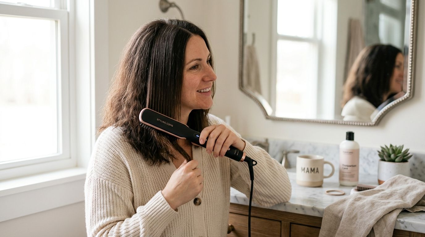 Hair straightening comb for postpartum hair loss