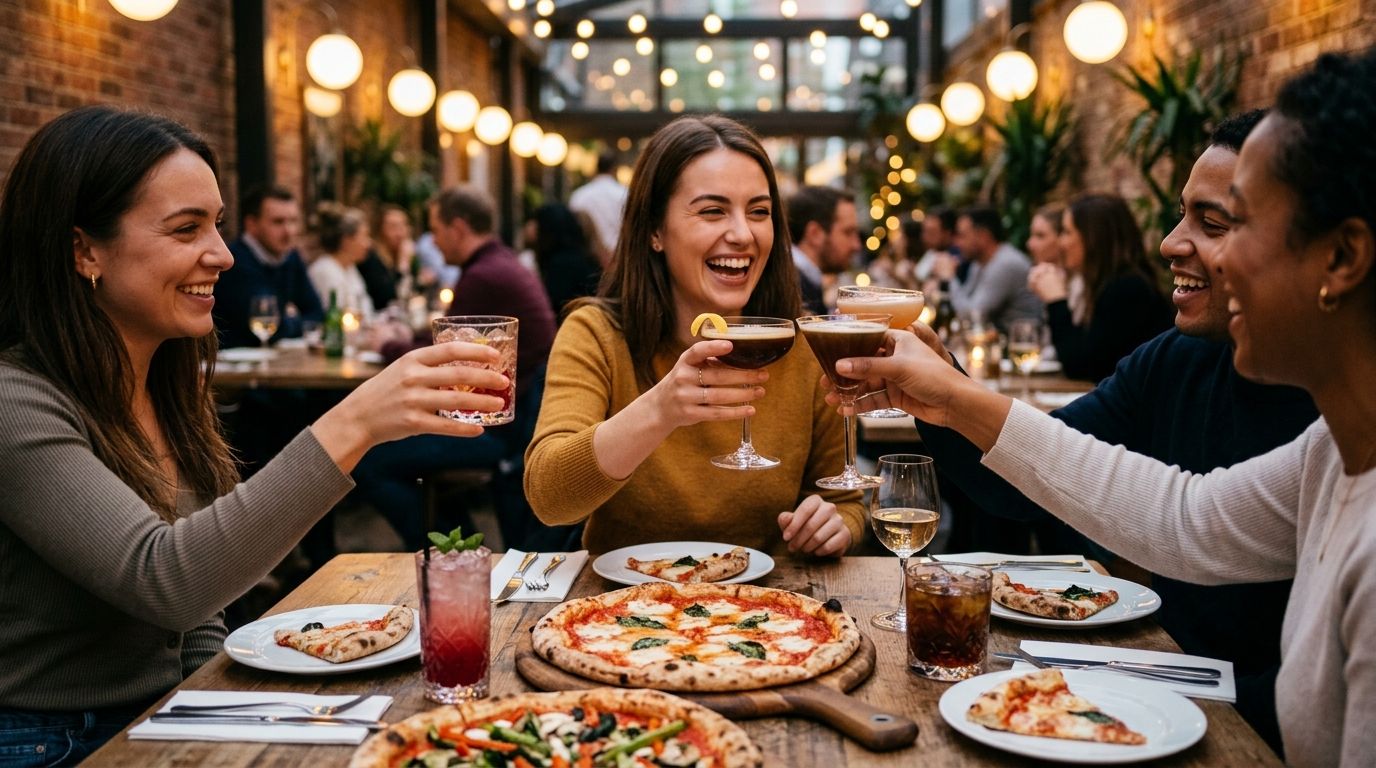 Pizza and cocktails for celebrating a new job offer