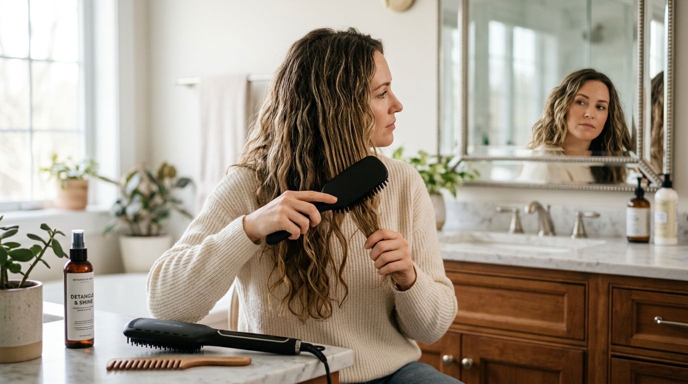 How to detangle hair before using a straightening brush
