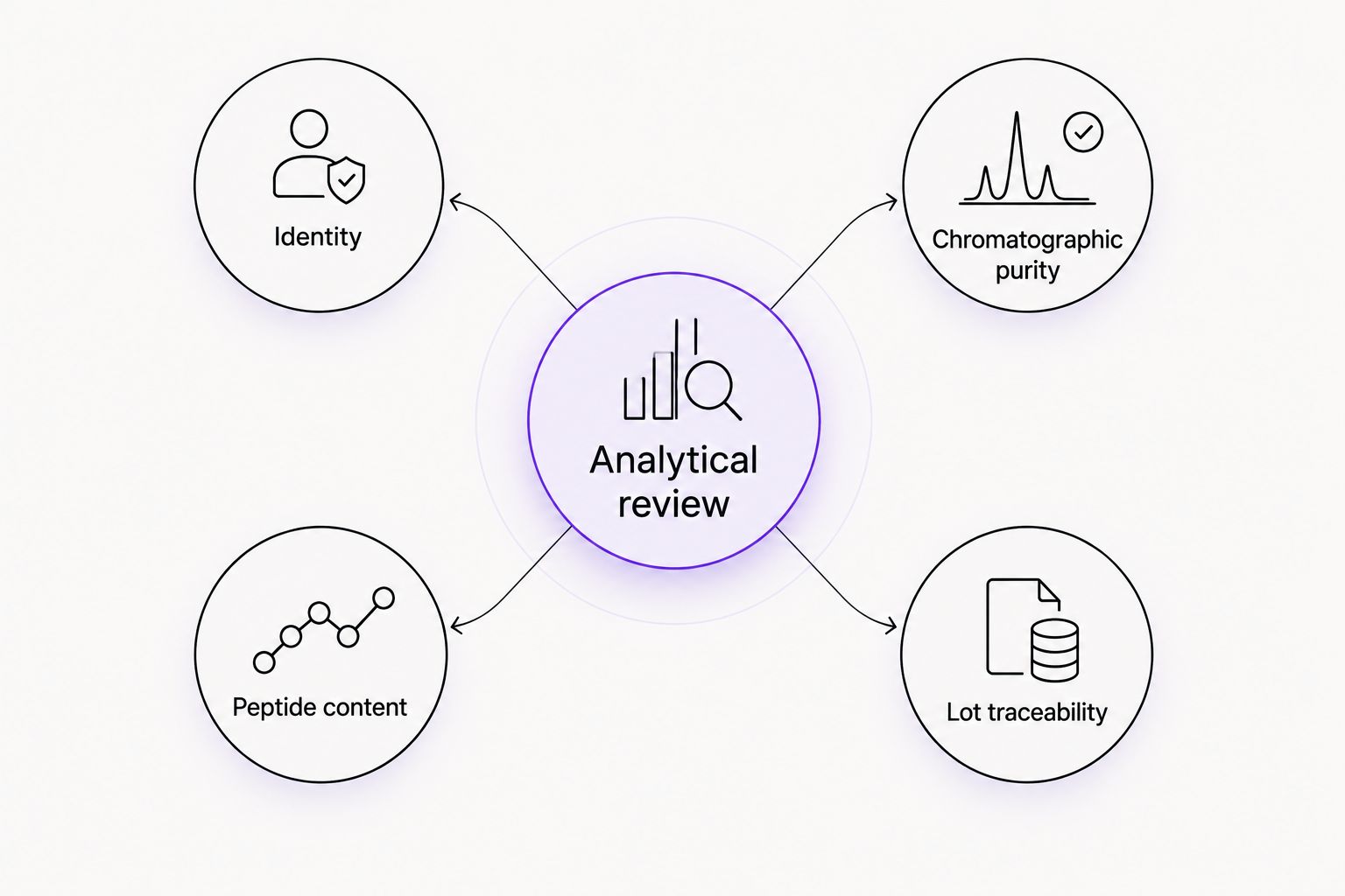 Four separate evidence categories used to review a Semax analytical package