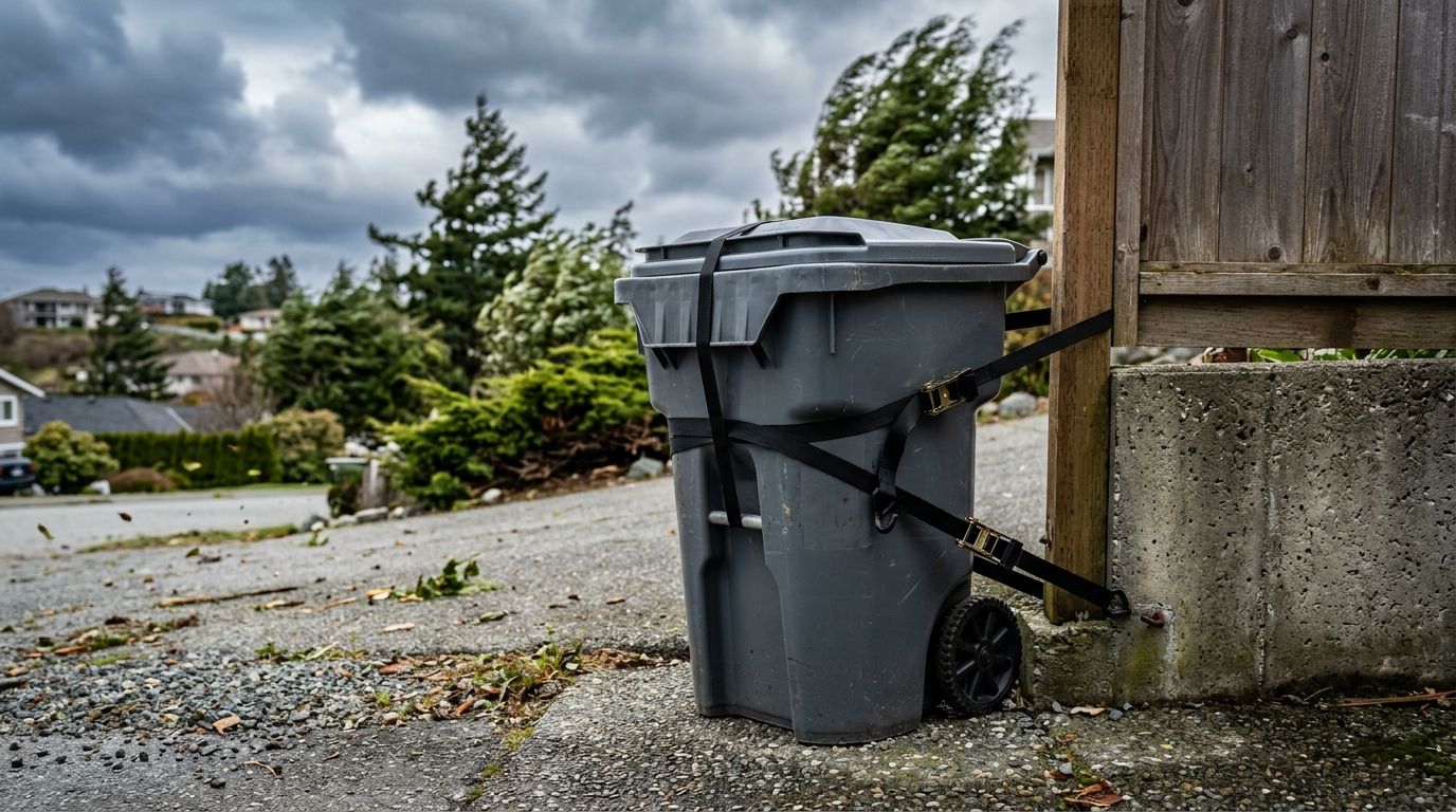 How to keep a trash can from tipping over in high wind