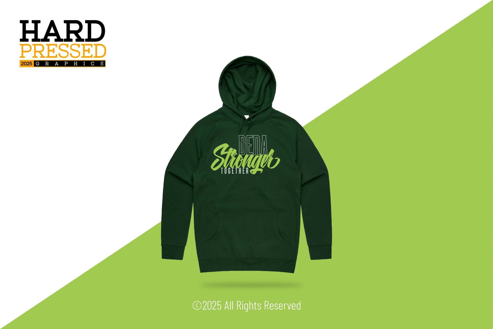 Gray Dena Stronger Hoodie with Dena Stronger Together lettering on the front